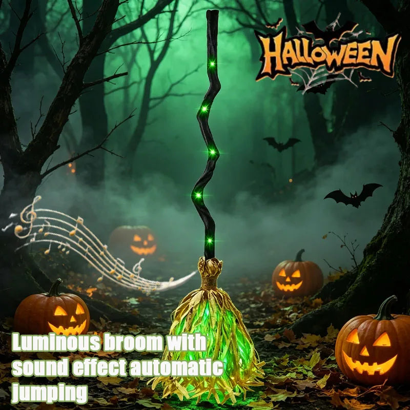 Escoba de Bruja con Movimiento, Luz y Sonido - Halloween