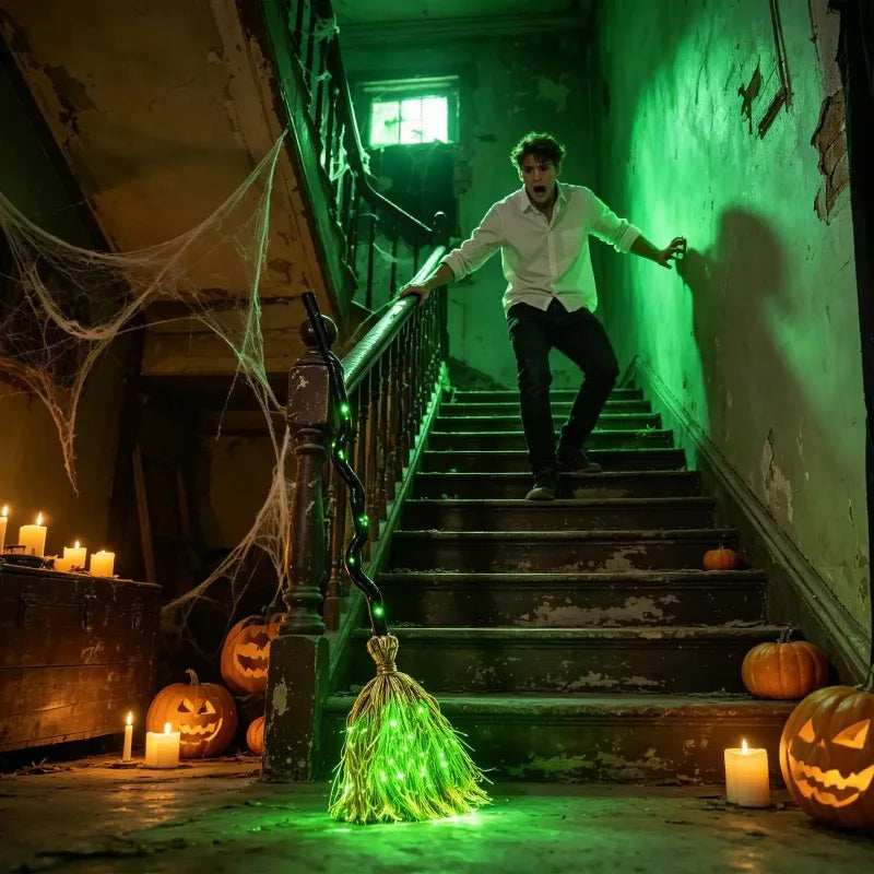 Escoba de Bruja con Movimiento, Luz y Sonido - Halloween