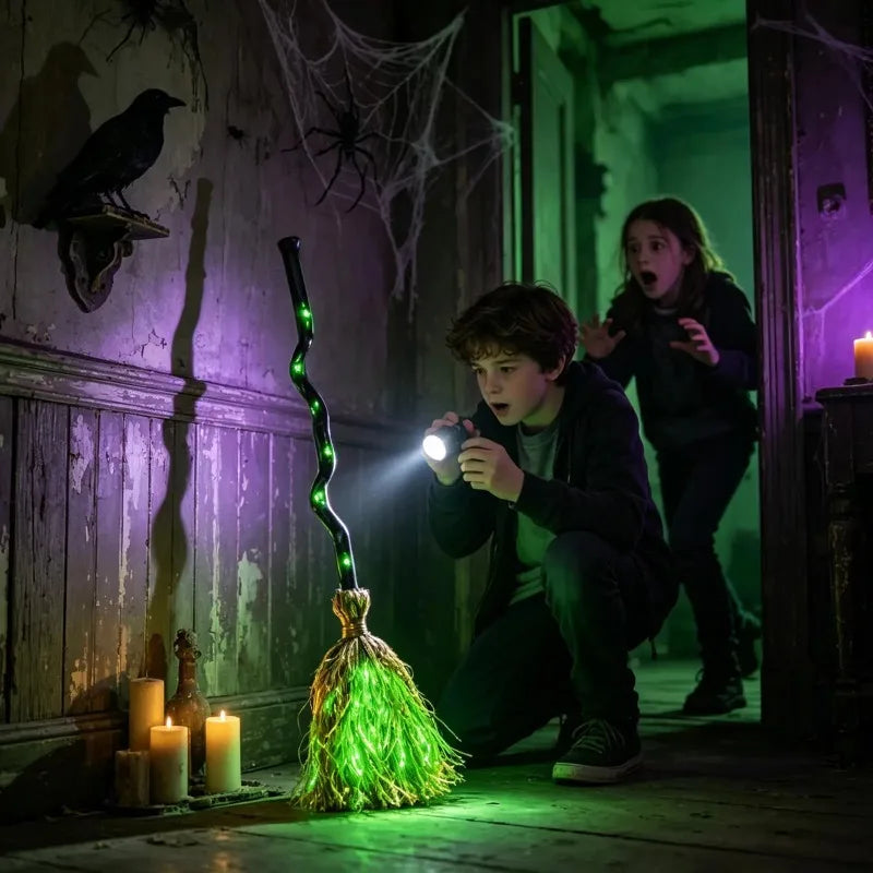 Escoba de Bruja con Movimiento, Luz y Sonido - Halloween