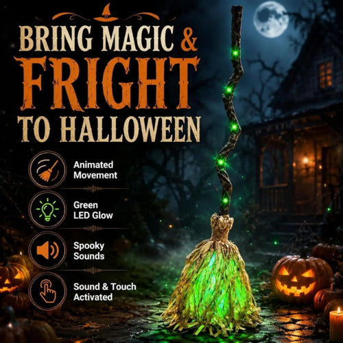 Escoba de Bruja con Movimiento, Luz y Sonido - Halloween